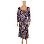 Nina Leonard Nina‎ Leonard Women's Purple Medallion Print 3/4 Sleeve Midi Dress M Photo 1