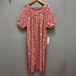 Faherty Carmel Dress Spice Red Sunrise Floral L Photo 5