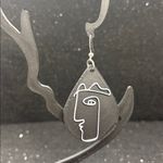🎨✨ Abstract Picasso Teardrop Earrings | Silver Tone Accents 🩶 Black Photo 2