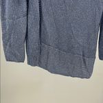 Chico's Women's Top 2 L Sm Blue Metallic Knit Asymmetric Hem Stretch casual work Photo 5