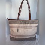 Wrangler New  Striped Canvas Nuetral Brown Cream Large Western Womens Tote Bag Photo 7