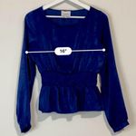 J.O.A. Just One Answer Women’s Long Sleeve Peplum Blouse Navy Size Small EUC Photo 6