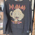 Def Leppard  Pyromania Tour Leopard pullover crewneck charcoal fleece oversized Photo 0