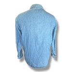 90s Chambray Denim Shirt Folk Art Embroidered Festive Angels Christmas Top Med Blue Photo 2