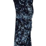 Anthropologie Maya Blue Floral Print Ruched Mesh Cowl Neck Midi Dress Photo 0