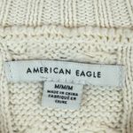 American Eagle Sweater Women M Ivory Cable Knit Crew Pullover Preppy Varsity Photo 3