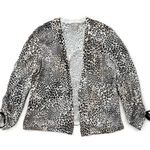 Chico's Leopard Animal Print Cardigan Long Sleeve Drawstring Cuff Size 0 Small Photo 0