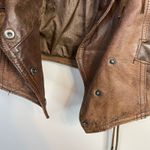 Vintage 80s Western Leather Jacket Fringe Laced Brown Boho Rodeo Cowboy Biker L Size L Photo 4