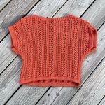 ZARA  Women's Orange Open Knit Cropped Sweater Top Size M Photo 3