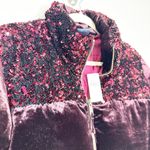Anthropologie Maeve Womens Vera Puffer Jacket Sequined Velvet Purple Medium NEW Photo 3