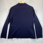 Talbots Cardigan Jacket Blazer Large Petite Navy Blue Knit Button Front Collar Photo 7