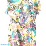 R•89 Watercolor Silk Ruffle Romper Pastel NWOT Size S Pink Photo 4