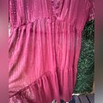 Anthropologie  Coverup Sheer Metallic Silver Pink Size Medium maxi Photo 7