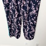 H&M [] Navy Blue Floral Print Side Stripe Wide Leg High Rise Trouser Pants Sz 16 Photo 7