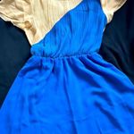 Electric Blue and Tan Chiffon Dress Photo 0
