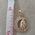 Boutique Rose Gold Filled Necklace Pendant Virgin Mary on Crescent Moon with CZ Photo 3