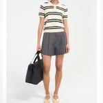 Yumi Row Felicity Preppy Minimalist Regency Luxury Academia Pleated Shorts S Gray Photo 1