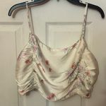 Joie  Shirt Womens Medium Beige Floral Cropped Smocked Strappy Pull On Large Photo 5