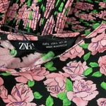 ZARA long sleeve floral smocked skirt mini dress Photo 9