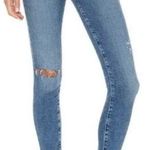 AGOLDE Mid Wash Faded Denim Distressed Ripped Sophie High Waisted Skinny Jeans Photo 0