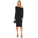 Enza Costa Knit One Shoulder Dress in Black Large New Womens Midi Photo 14