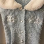 Hello Kitty  X Forever 21 Angel Kitty Cardigan Light Blue White Faux Fur Small Photo 4