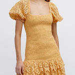 NWT Significant Other Elsa Dress Womens 2 Orange Eyelet Puff Sleeve Smocked Boho Photo 0