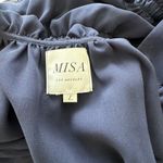 Misa  Shirley Mini Dress‎ Navy Blue V-Neck Sleeveless Smocked Ruffles sz L Photo 3