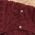 Madewell  maroon Eyelet Tiered Button Back Top size medium Photo 3