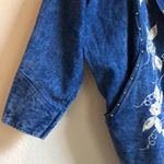 Vintage Y2K Passion Women’s blue Denim‎ Jacket silver Bling flowers size Small Photo 3