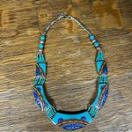 Handmade Tibetan Lapis Lazuli, Coral, Turquoise, 18 inch Statement Necklace Blue Photo 6