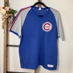 Mitchell & Ness Mitchell Ness Chicago Cubs Baseball V Neck Raglan T Shirt Womens XL Blue Gray Photo 1