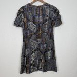 ZARA Sheer Burnout Velvet Mini Dress Geometric Print Puff Sleeve Size Small Photo 3