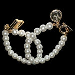 Set of 2 costume faux Gold and White Pearl Bracelets. Photo 3