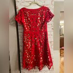 Gracia  Red Laser-Cut Mini Dress Photo 1