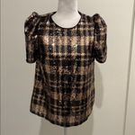 THML New With tags  Plaid Sequin Puff Sleeve Top Sz M Photo 1