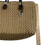 Brighton  Rita Woven Macrame Jute Straw Leather Tote Bag‎ Animal Print Lining Photo 6