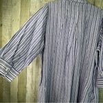 Foxcroft Size 18 Linen Purple & White Stripe Hidden Button Front Shirt Top Photo 8