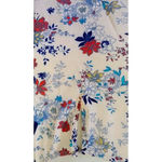 Fun2Fun Modcloth  Ivory Blue Floral Flutter Cap Sleeve Front Keyhole Top S Photo 2