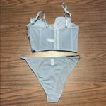 NEW Kawaii Babe Floral Embroidered Bustier XL W/ Matching Underwear Blue Photo 3