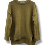 Jenni Kayne Boyfriend Sweater Size Medium Green Cotton Knit Women's Slouchy Cozy Photo 0