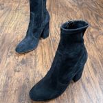 Valentino Garavani Valentino • Stretch-Suede Sock Boots ankle booties block heeled zip leather Photo 1