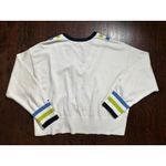 Tommy Hilfiger  White Striped Cropped V-Neck Sweater Size Large Photo 3