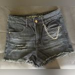 ⚠️ Clearance Black jean ripped shorts, size small with chain Photo 1