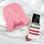 NWT Barbie beanie &‎ Socksmith Princess Badass Tall Gym Socks Crew Length Pink White Photo 0