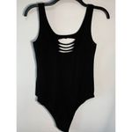 Women's Bodysuit Cutout Black Long Back Sleeveless Black Cotton Blend Medium Photo 1