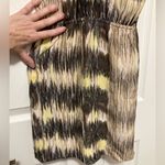 Parker  Maya Brown Yellow Ikat Print 100% Silk  Racerback Mini Dress Photo 9