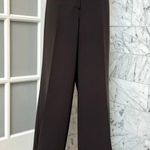 St. John Wide Trouser Pants Flat Front No Pockets Size 12 Wide Leg Green Grey Photo 7