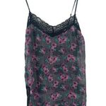 Metaphor Sheer Black Pink Floral Lace Trim 90s Y2K Cami Slip Top S NWT Photo 0