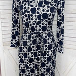 Merona  Geometric Links Collared Tie Waist Shirt Dress Blue White Small Photo 0